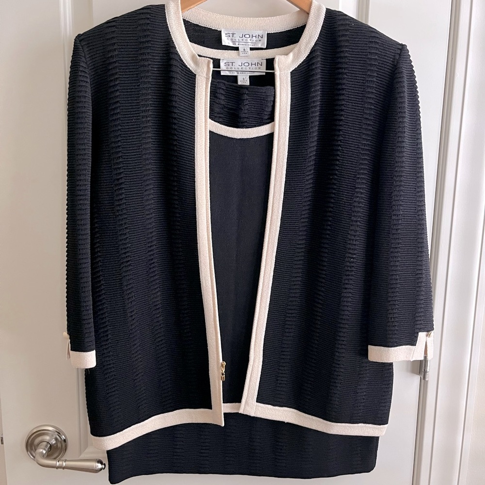 St. John Collection Black and White three piece suit. Never worn.